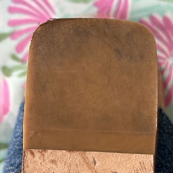 Stuart Weitzman Denim Strap Square Toe Sandals Wedge - Picture 7 of 16